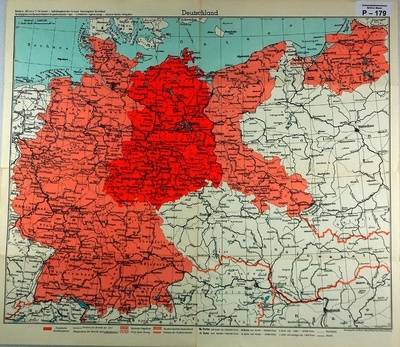 Deutschlandkarte mit Besatzungszone und ehemaligen Ostgebieten;
