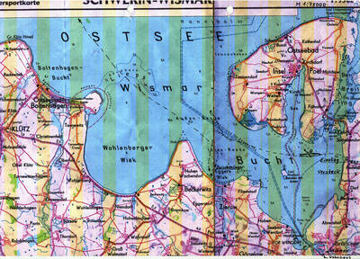 Kartenausschnitte mit Aufzeichnung der Fluchtroute von Rick Kurt über die Ostsee