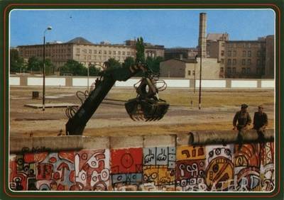 Bauarbeiten an der Berliner Mauer am Potsdamer Platz