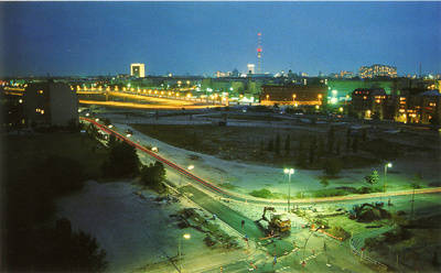 Blick nach Ost-Berlin vom Potsdamer Platz bei Nacht