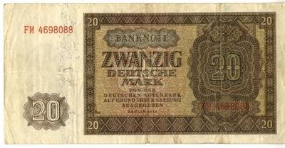 Banknote über zwanzig Deutsche Mark;
