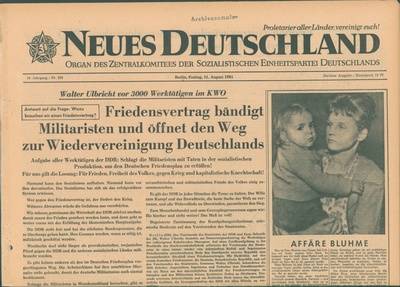 Neues Deutschland vom 11. August 1961