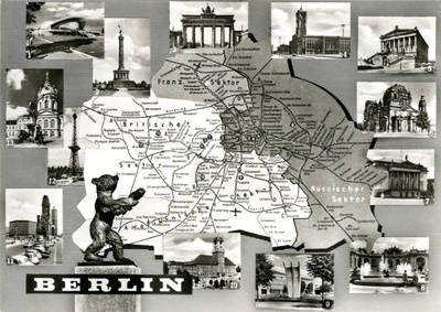 Berliner Sektorenkarte mit 13 Sehenswürdigkeiten