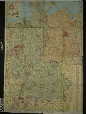 Deutschlandkarte BRD - DDR aktuell zum Mauerfall mit Grenzübergangsstellen