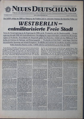 Neues Deutschland vom 28. November 1958;