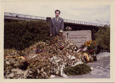 Gedenkstein für Günter Litfin an der Westseite des Humboldthafen